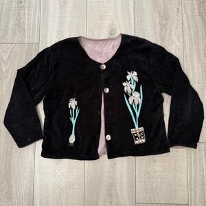 Vintage‎ Reversible Velvet Floral Jacket – Boho Cottagecore Artsy Size M-XL
